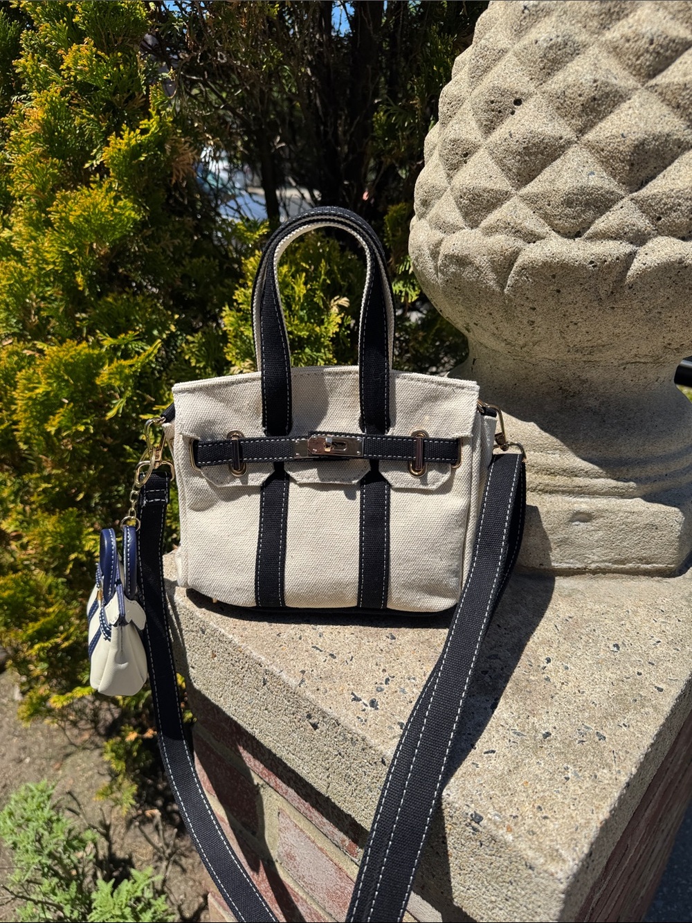 Canvas Mini Tote with Removable Mini Bag - Cream & Black Boatkin Bag NWOT’s - Picture 11 of 16
